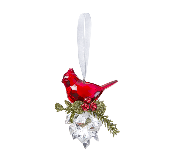 CARDINAL PINECONE ORNAMENT