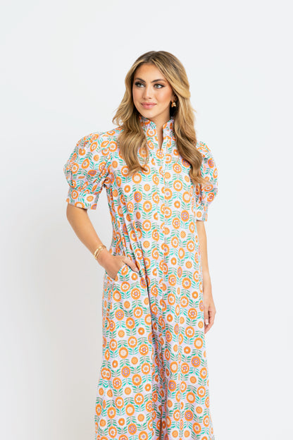 ORANGE LAVENDAR POPLIN DRESS