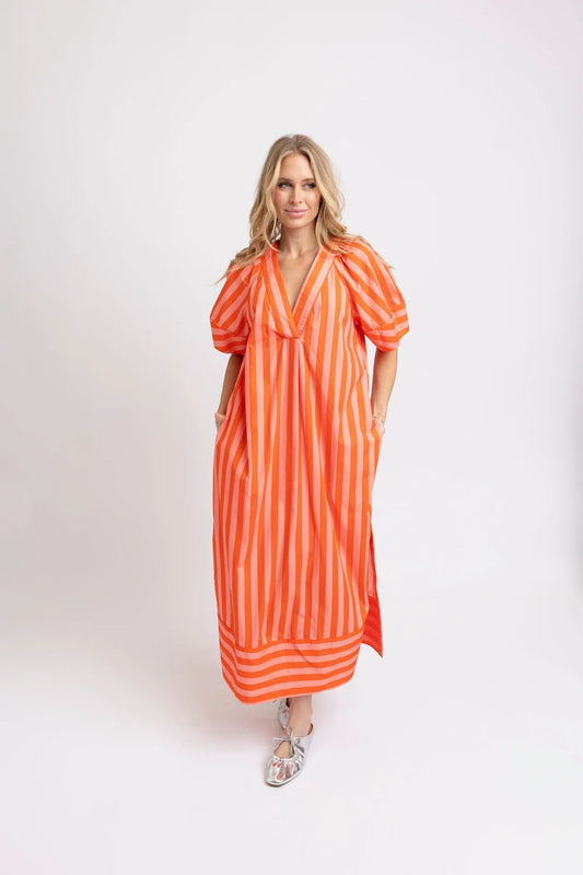 CORAL SIGNTURE VNECK CAFTAN MAXI DRESS