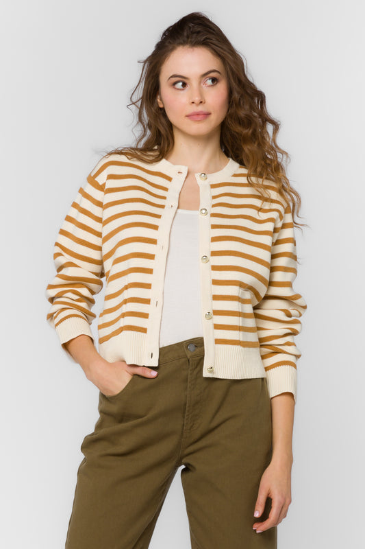 IVORY BURLAP CARDIGAN