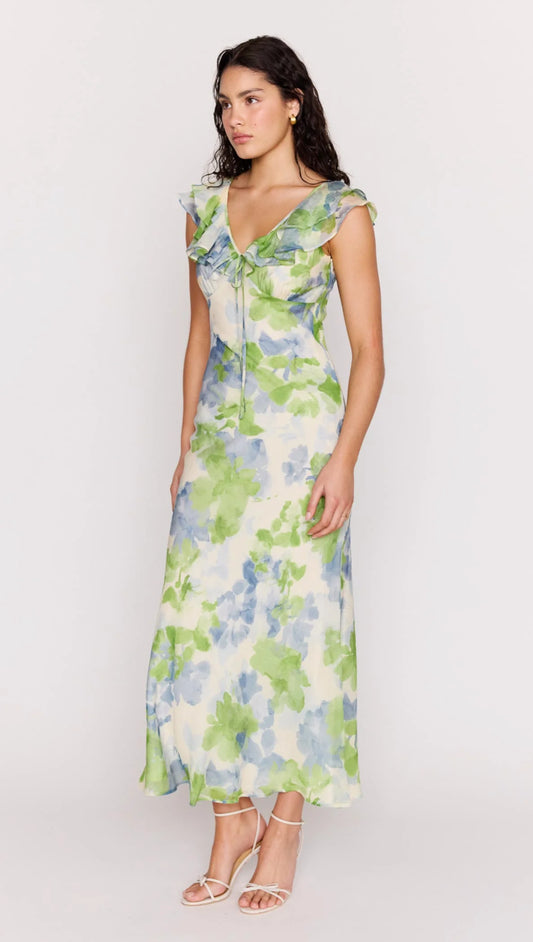 CARRIE RUFFLE MIDI DRESS