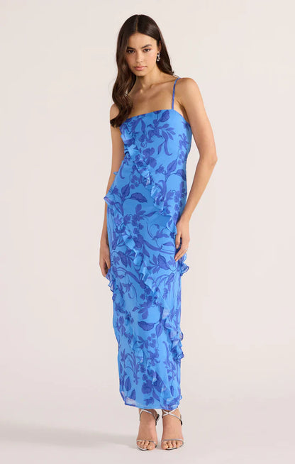 JEANNE RUFFLE BLUE MAXI