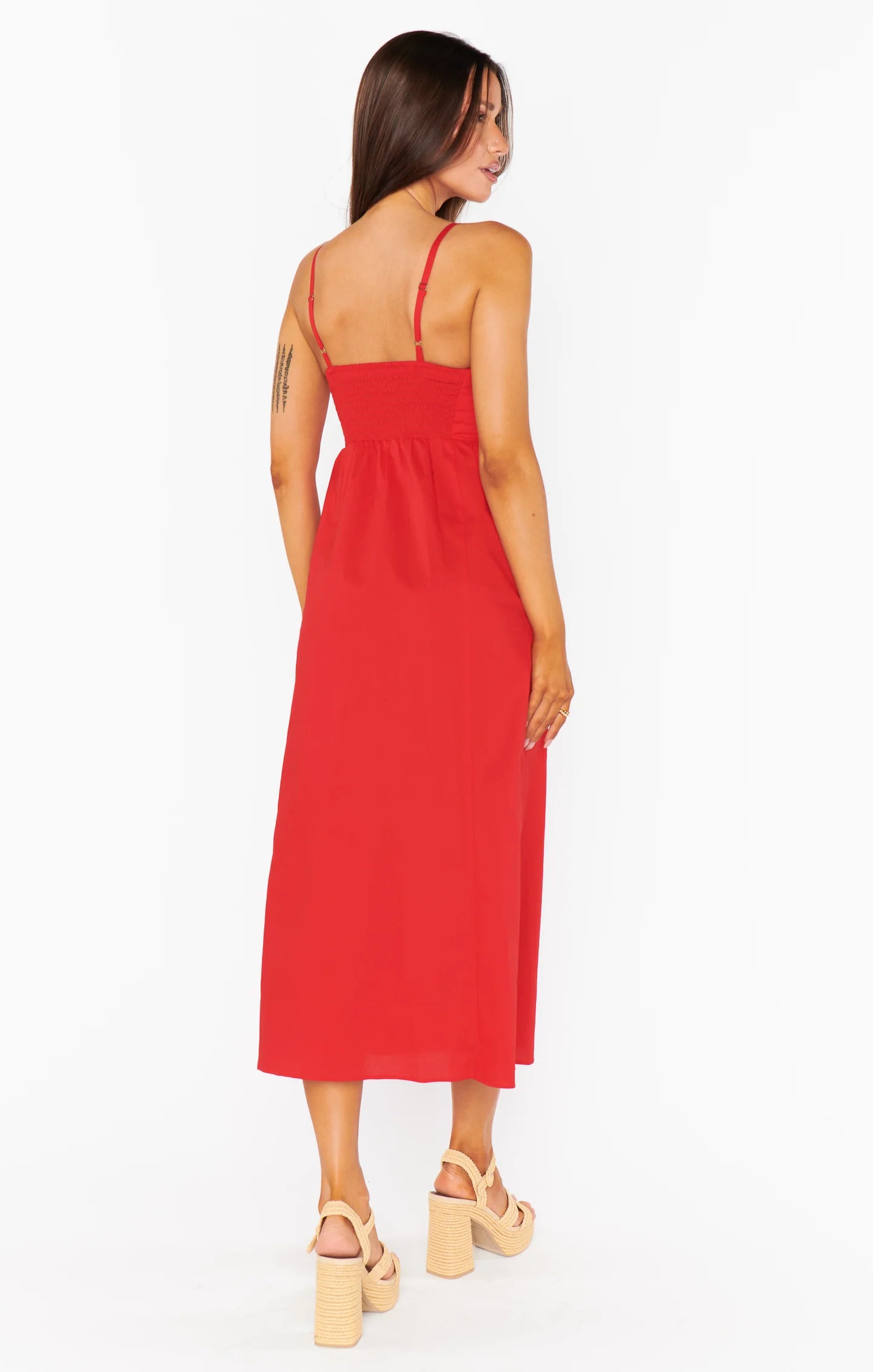 ALLEGRA MIDI DRESS CHERRY POPLIN Ally B Boutique ALLEGRA MIDI DRESS CHERRY POPLIN Ally B Boutique