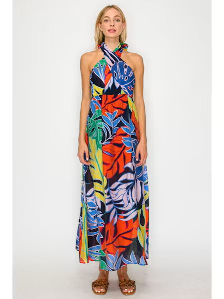MIDNIGHT TROPICAL MAXI DRESS