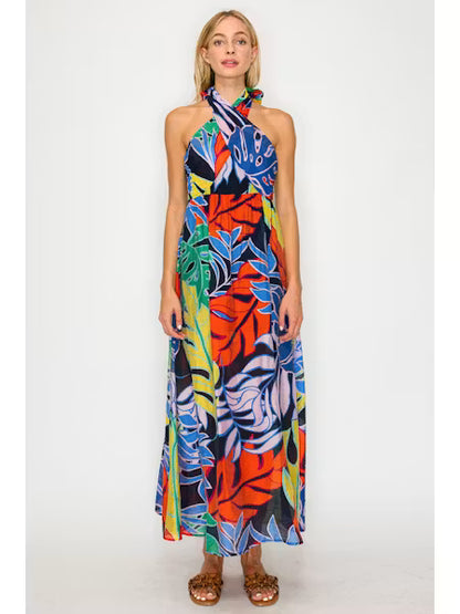 MIDNIGHT TROPICAL MAXI DRESS