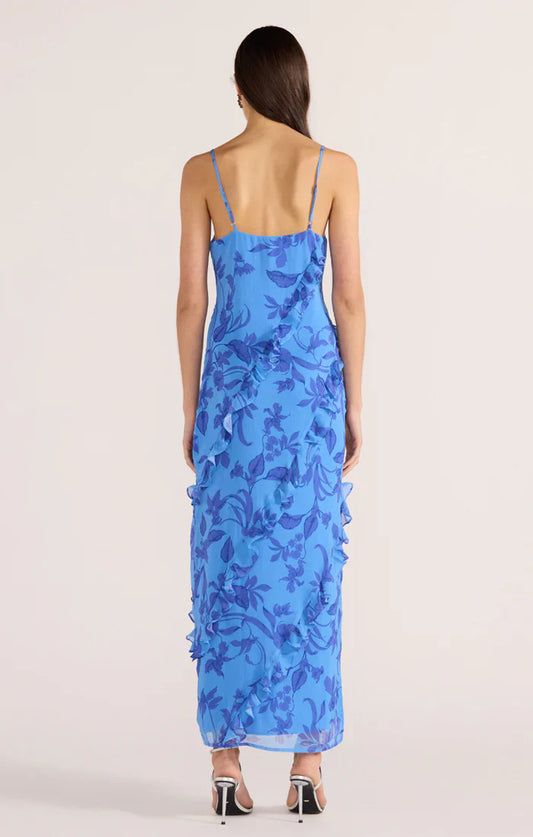 JEANNE RUFFLE BLUE MAXI