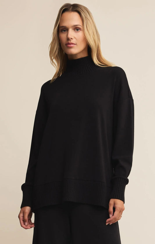 BLACK SABLE RIB SWEATSHIRT