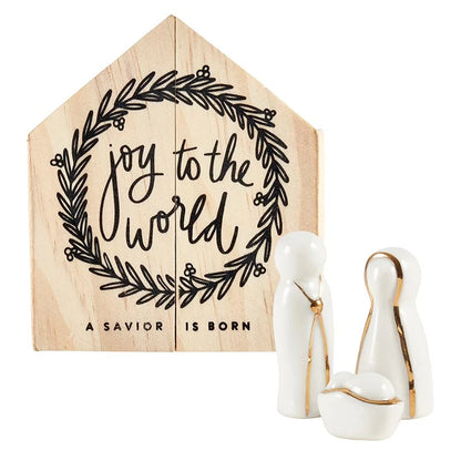 HOLY FAMILY PINE WOOD BOX
