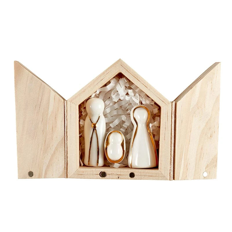 HOLY FAMILY PINE WOOD BOX