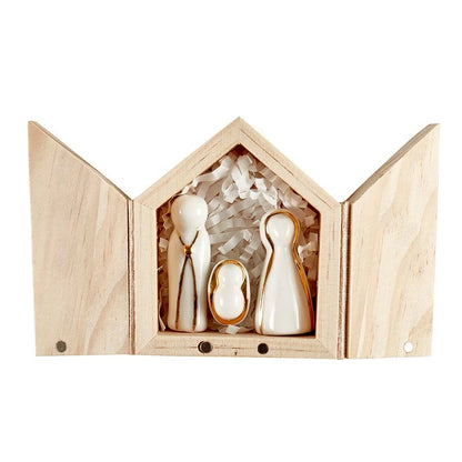 HOLY FAMILY PINE WOOD BOX