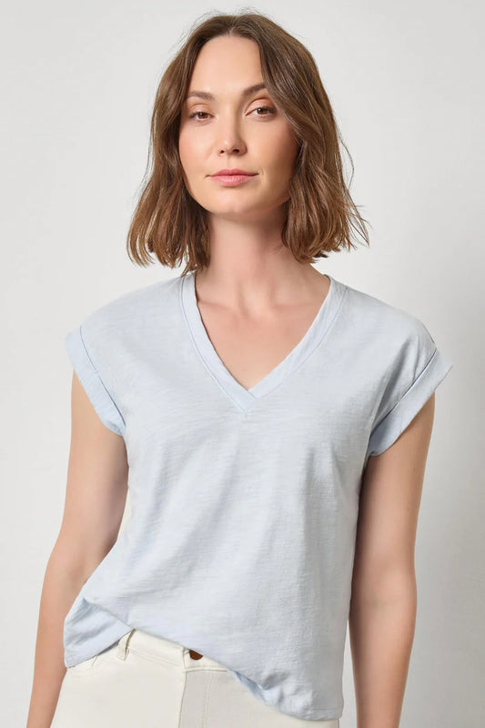 LILLA P CUFFED SLEEVE V-NECK