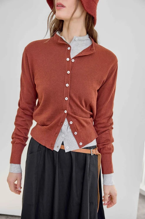 LILLA P FUNNEL NECK CARDIGAN