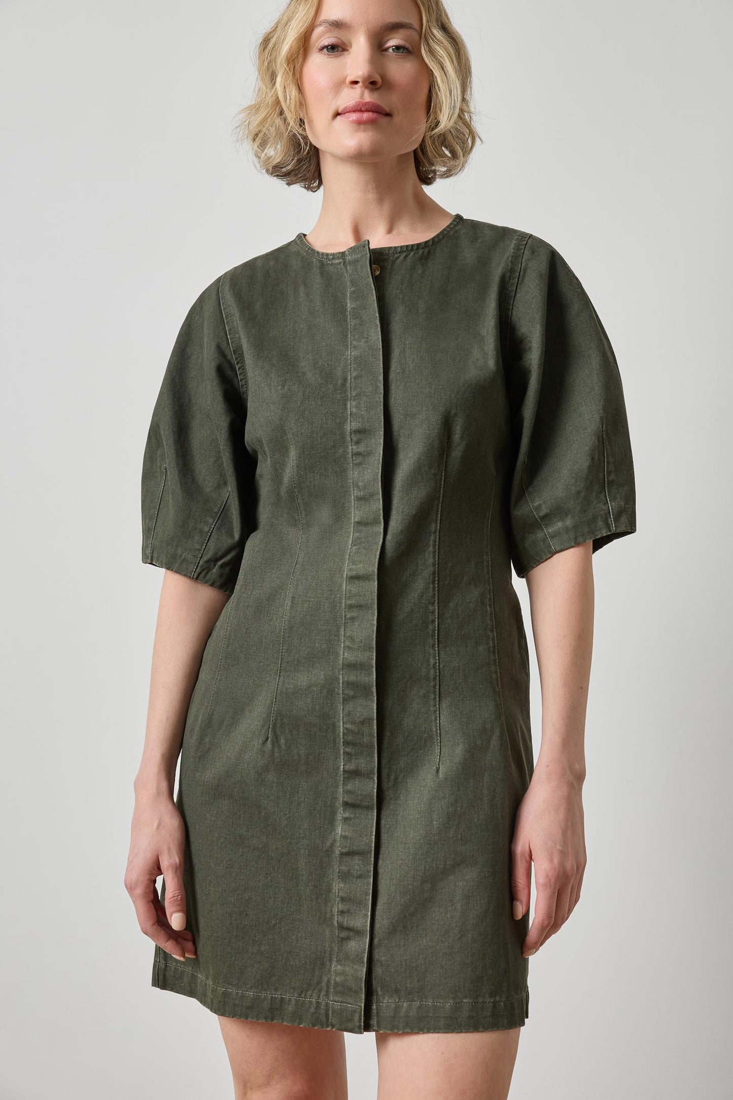 LILLA P WASHED TWILL JUNIPER SHIRT DRESS