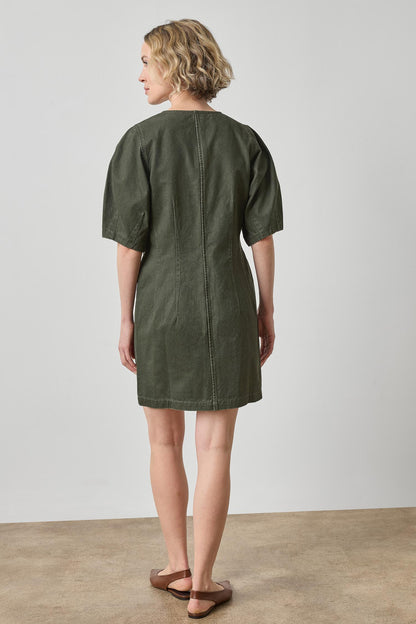 LILLA P WASHED TWILL JUNIPER SHIRT DRESS