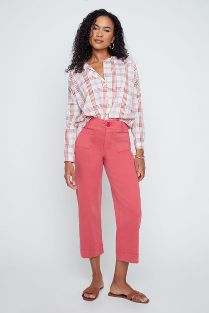 SCARLET PLAID TOP
