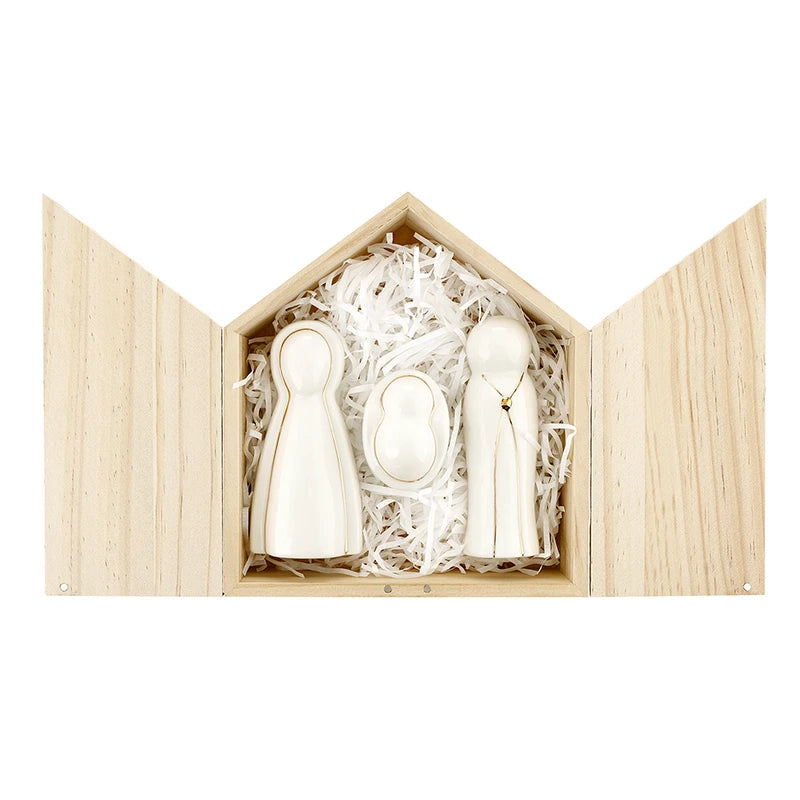 LARGE HOLY FAMILY PINE WOOD BOX