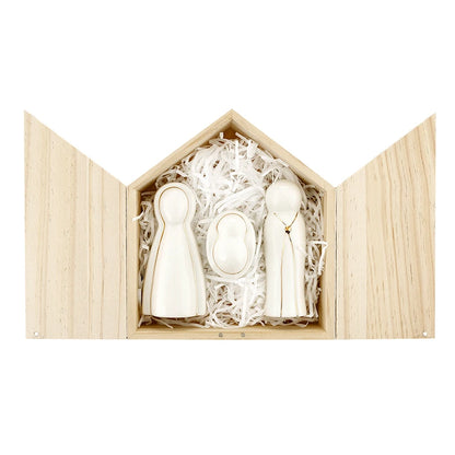 LARGE HOLY FAMILY PINE WOOD BOX