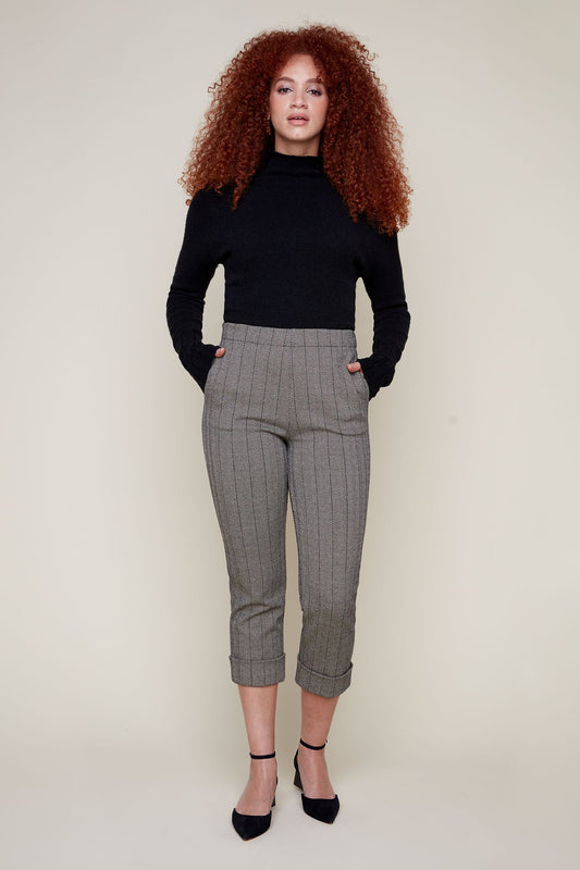 TAN TWEED CROP PANT