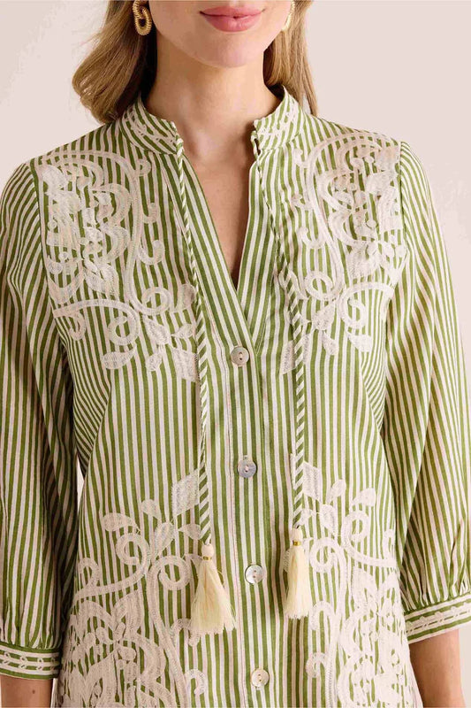 DINA GREEN STRIPE DRESS