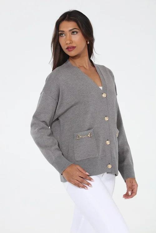 FAWN BUCKLE BIT CARDIGAN