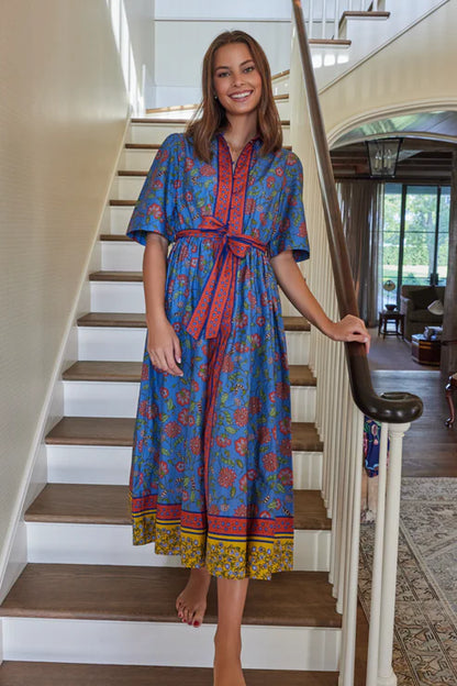 ALEXANDRA COLLAR DRESS IN DUSKY BLOOM