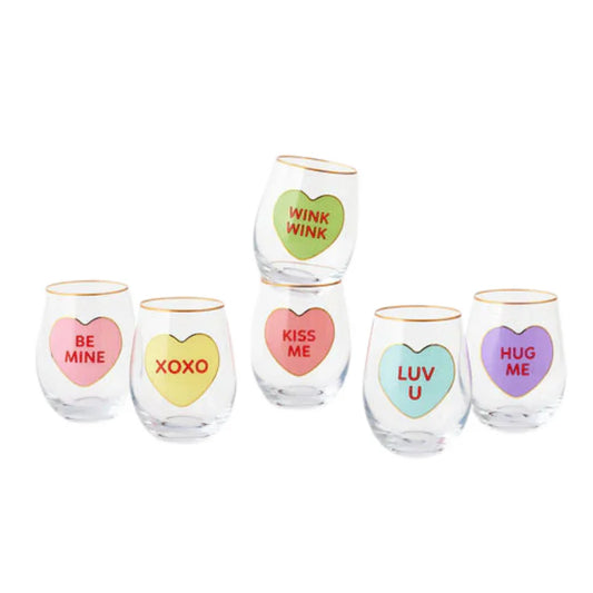 CONVERSATION HEART WINE GLASSES