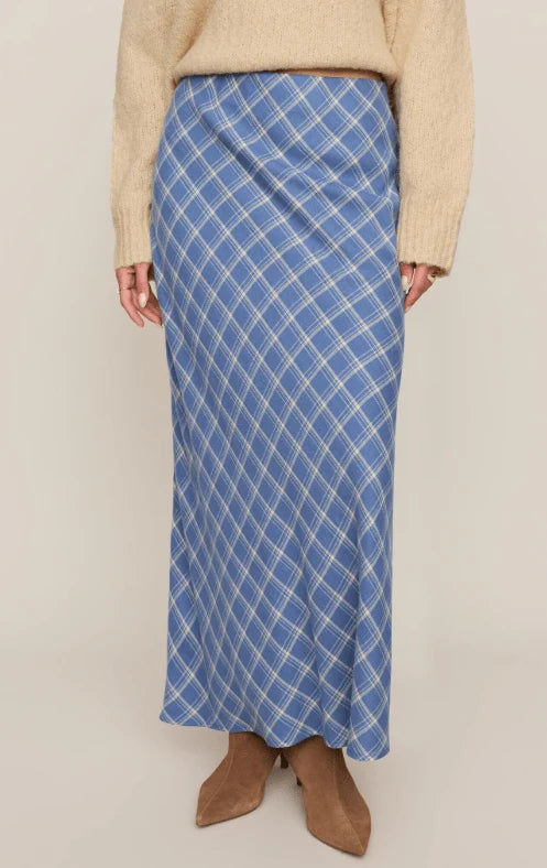 MYSTIC BLUE EUROPA PLAID SKIRT