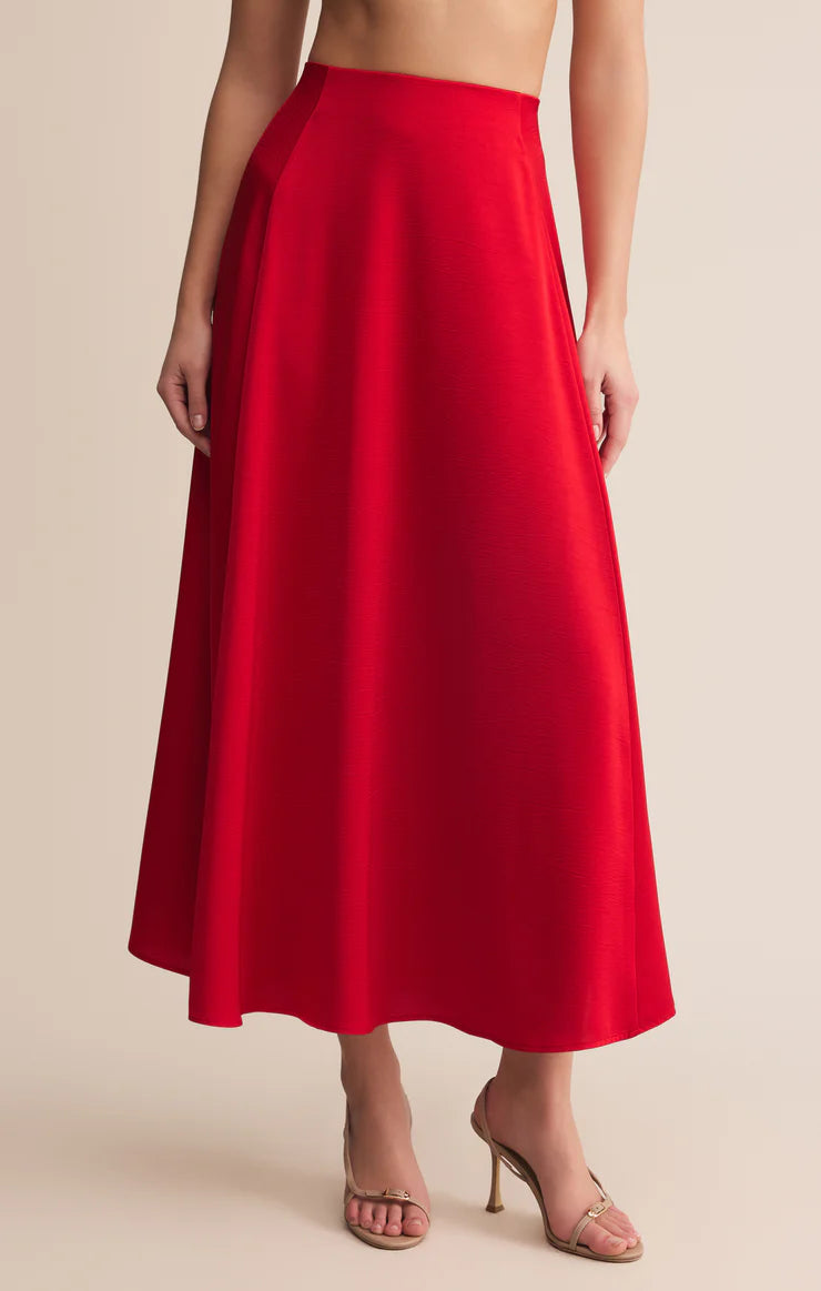 FESTIVE RED NORTHPOINTE MIDI SKIRT
