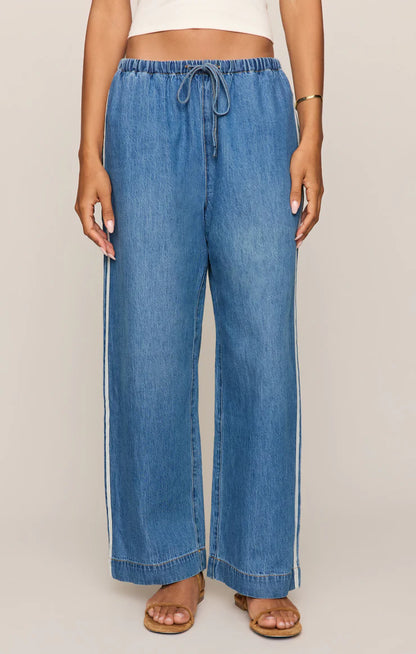 THE SIDELINES DENIM TRACK PANTS