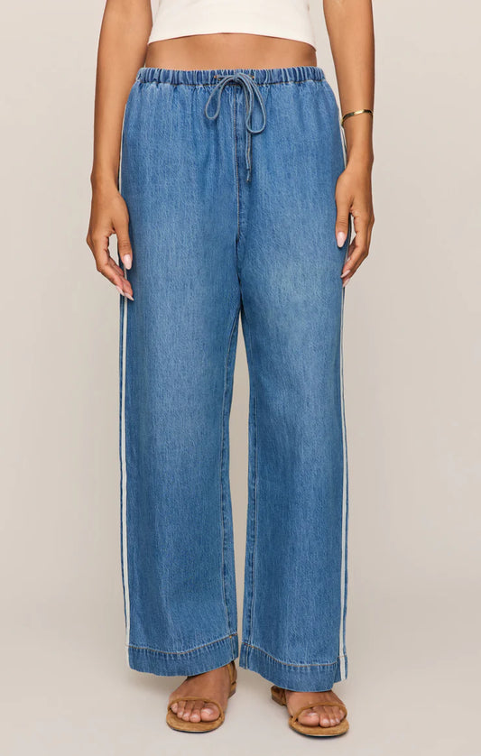 THE SIDELINES DENIM TRACK PANTS