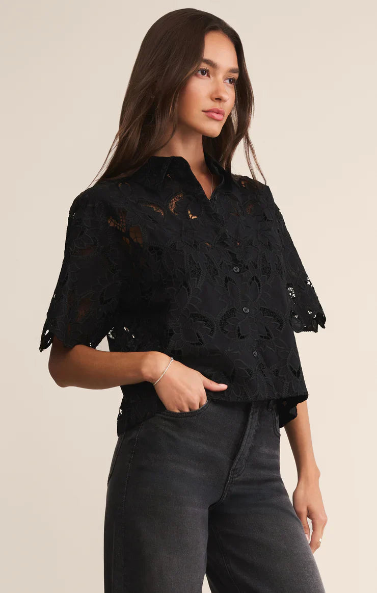 MIDNIGHT LACE TOP IN BLACK