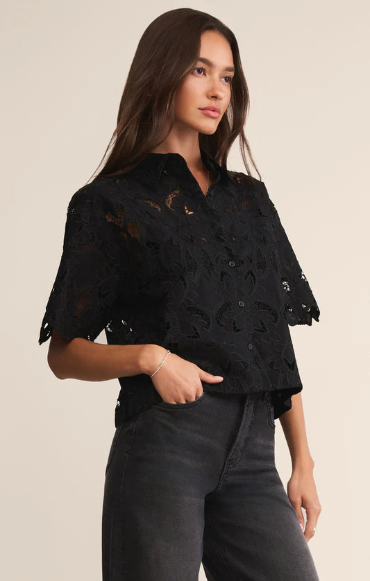 MIDNIGHT LACE TOP IN BLACK