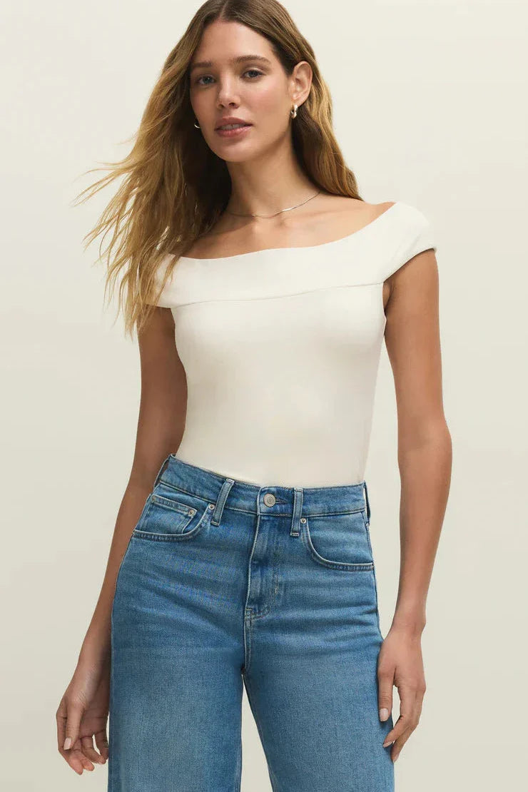 SECOND SKIN OFF SHOULDER TOP IN CLOUD