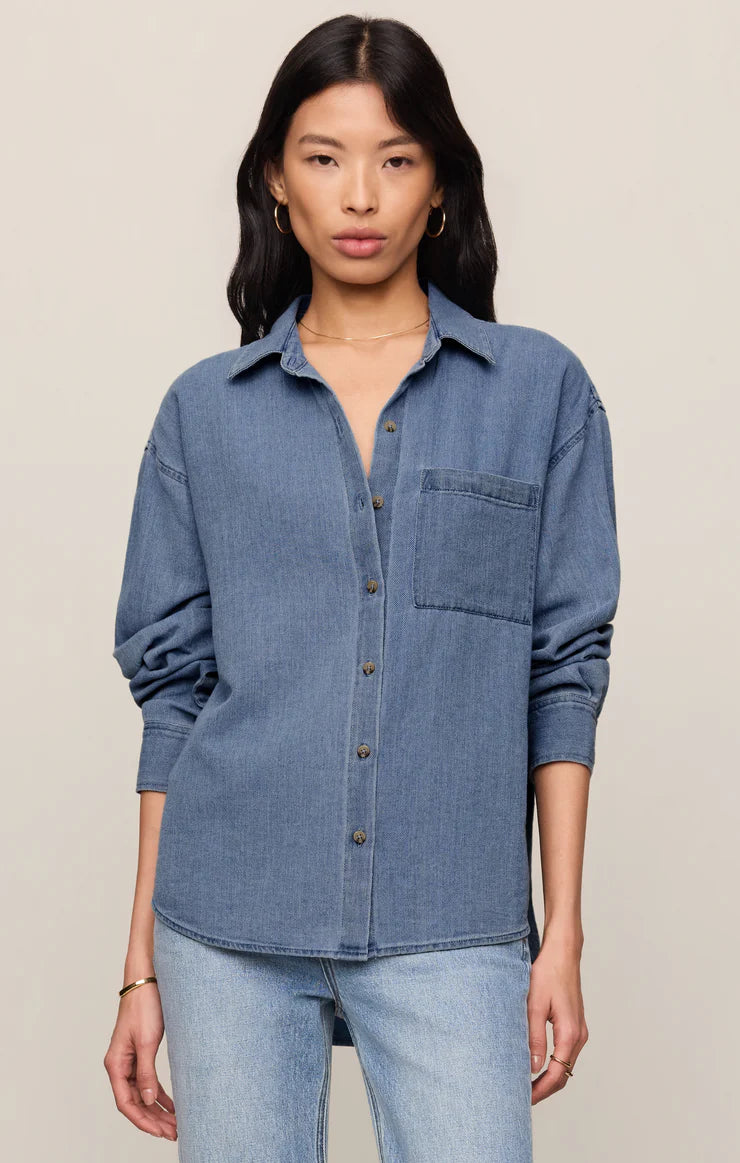 PERFECT INDIGO TWILL BUTTON UP