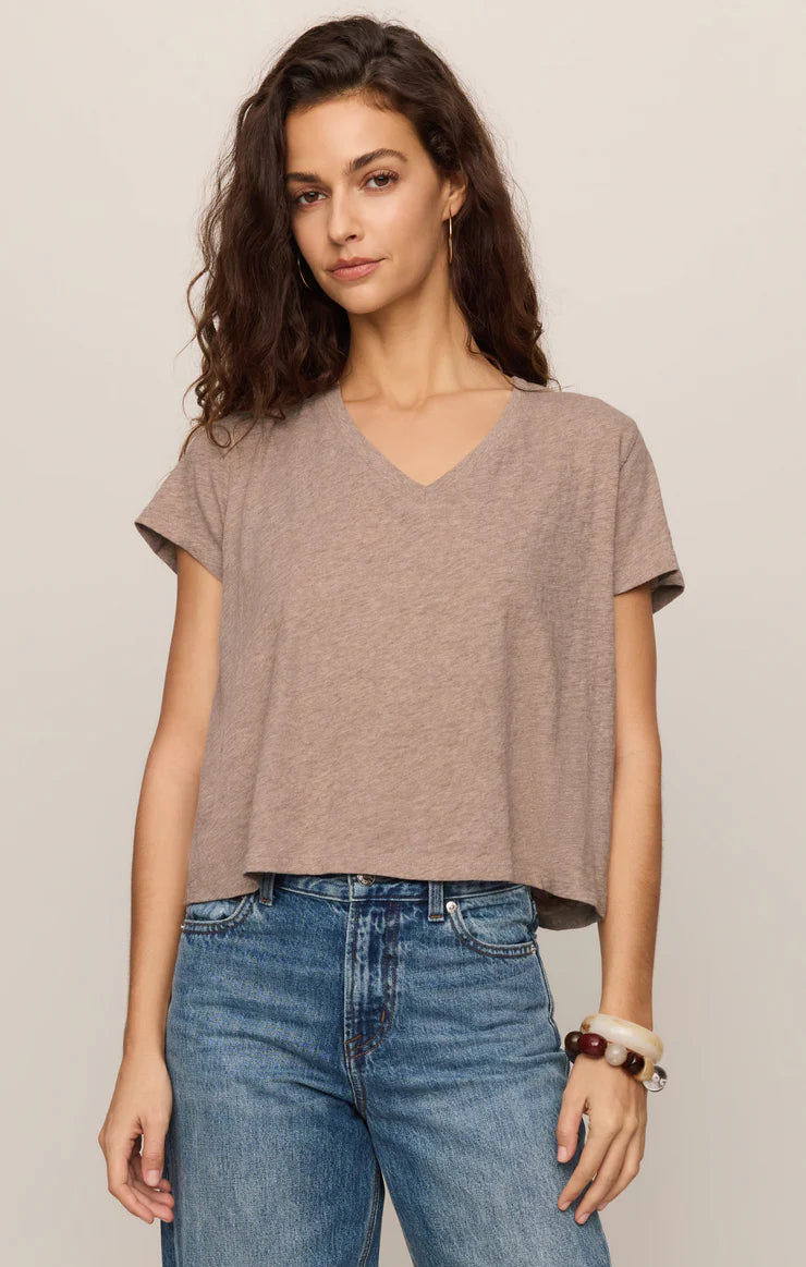 NOMAD V NECK TEE IN HEATHER ASH