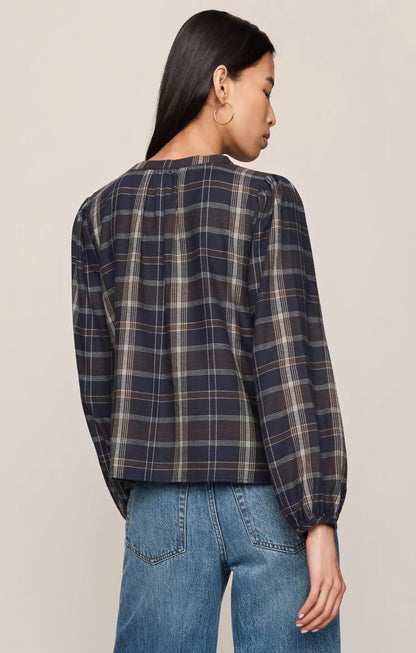 ECLIPSE AUTUMN PLAID HENLEY BLOUSE