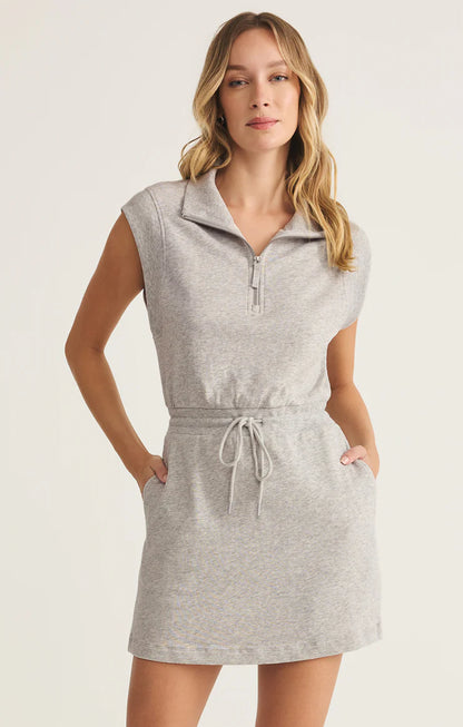VARSITY GRAY SLUB DRESS