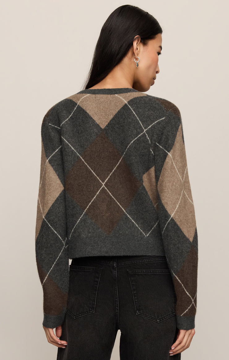 CHARCOAL MEDINA ARGYLE CARDIGAN
