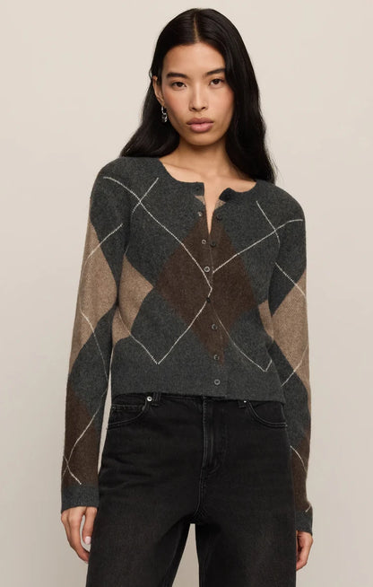 CHARCOAL MEDINA ARGYLE CARDIGAN