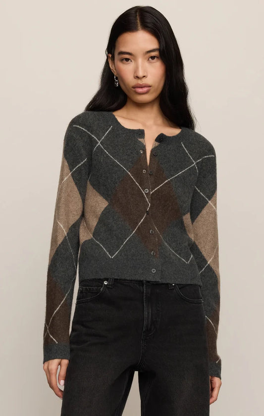CHARCOAL MEDINA ARGYLE CARDIGAN