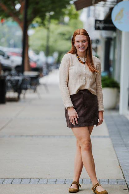DARK CHOCOLATE PERRI SUEDE MINI SKIRT