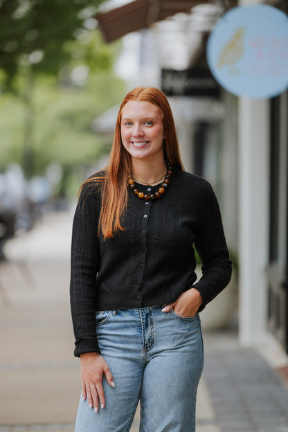 BLACK MEDINA POINTELLE CARDIGAN