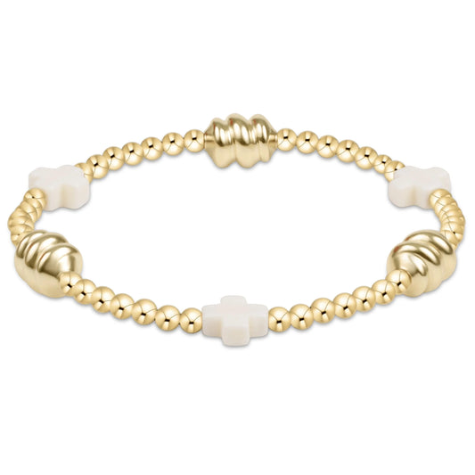 SIGNATURE CROSS OFF-WHITE & ADMIRE GOLD 3MM