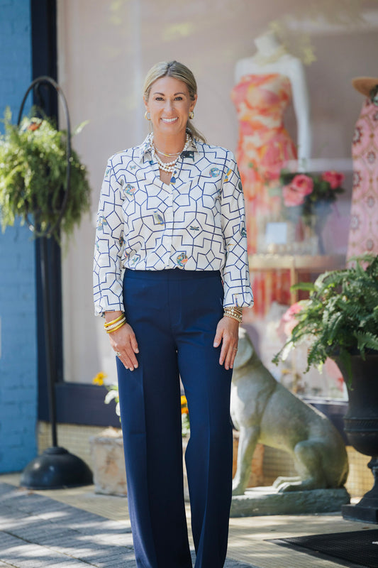 SPANX PERFECT FIT NAVY PONTE WIDE LEG PANT