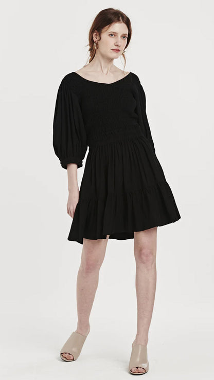 CHRISTINA BLACK SMOCK DRESS