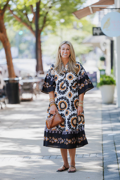 BORDER PRINT DRESS