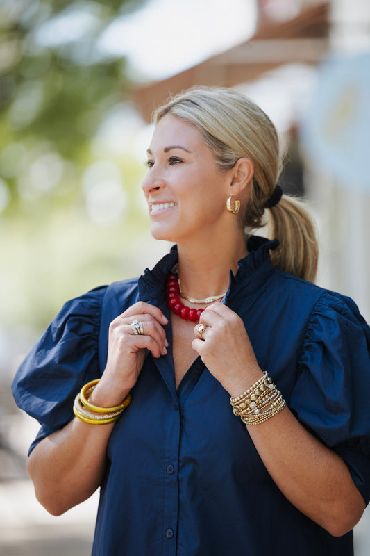 NAVY POPLIN SHIRT DRESS