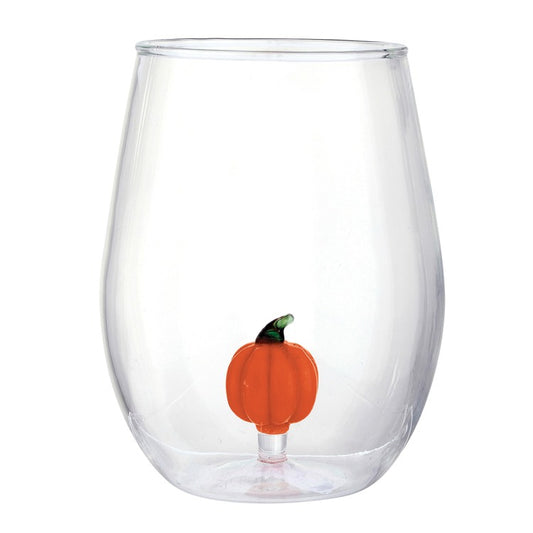 PUMPKIN FIGURINE WINE GLASS