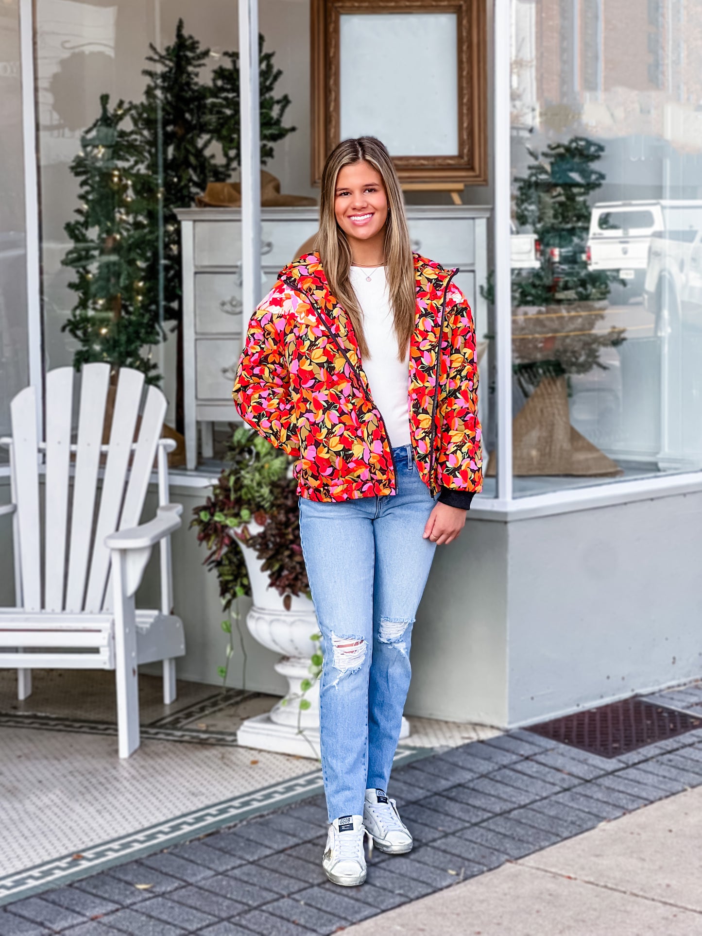 FLORAL BURST PUFFER JACKET