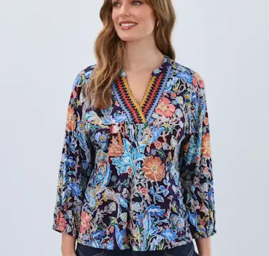 EMBELLISHED DAMASK TOP